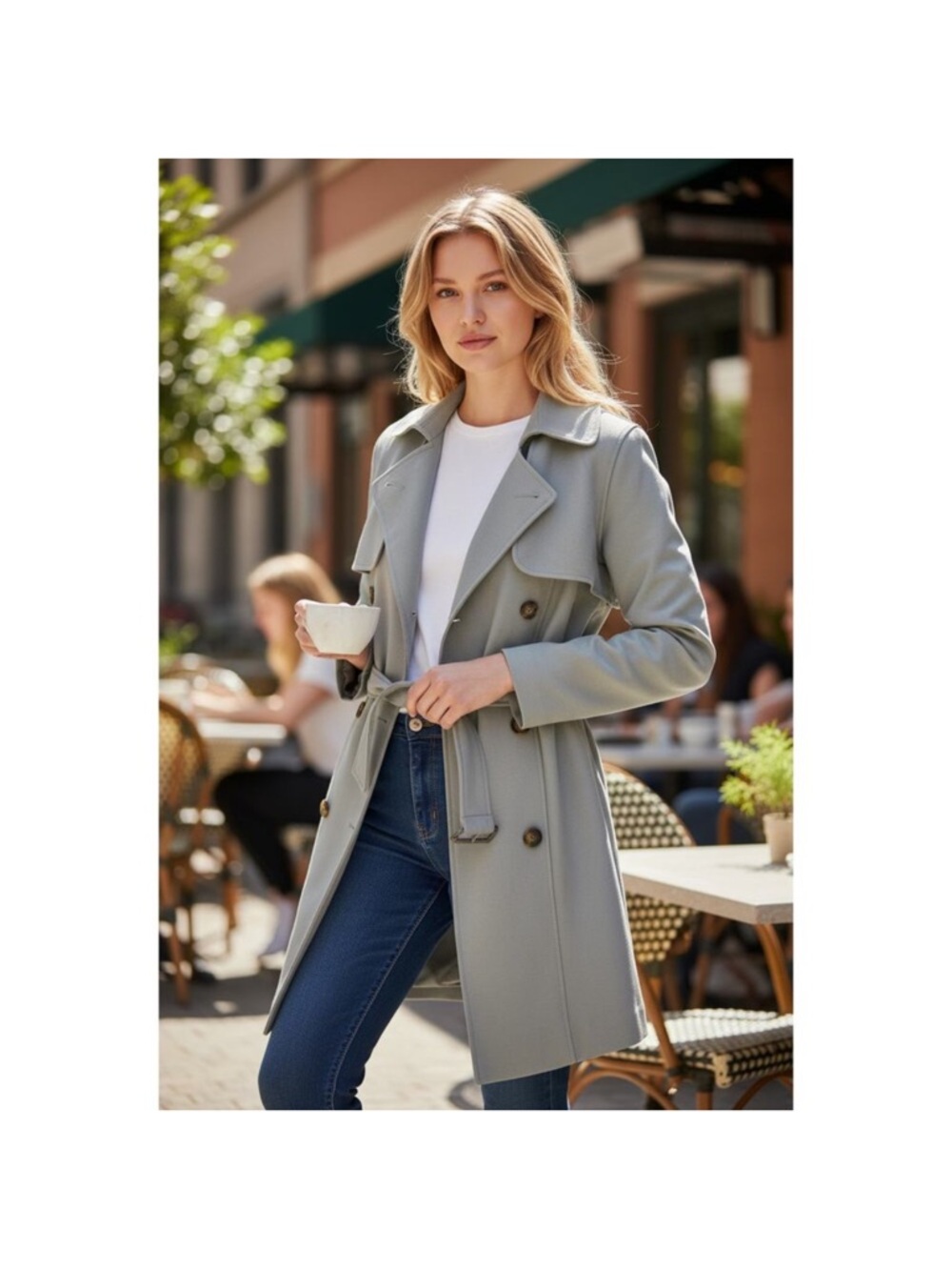 Abercrombie & Fitch Light Gray Trench Coat - Women